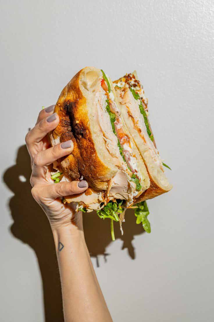 Hand holding a MELT IT signature toasted sandwich