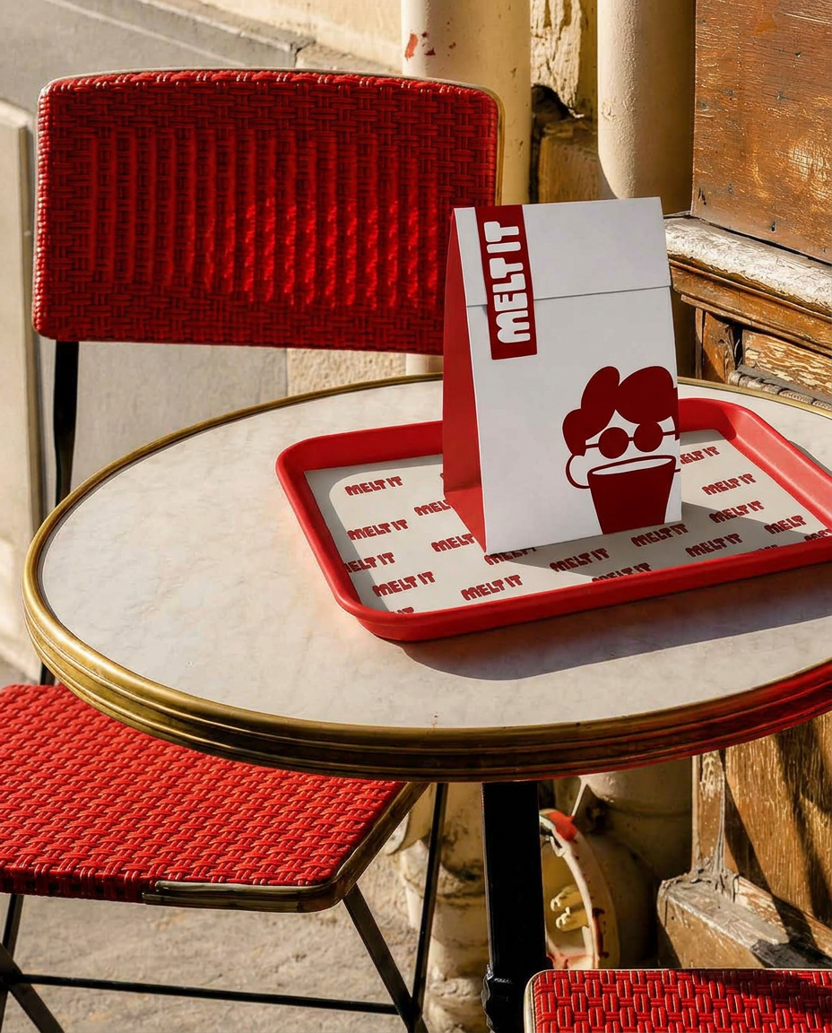 Coffee, smoothie and toastie in MELT IT packaging
