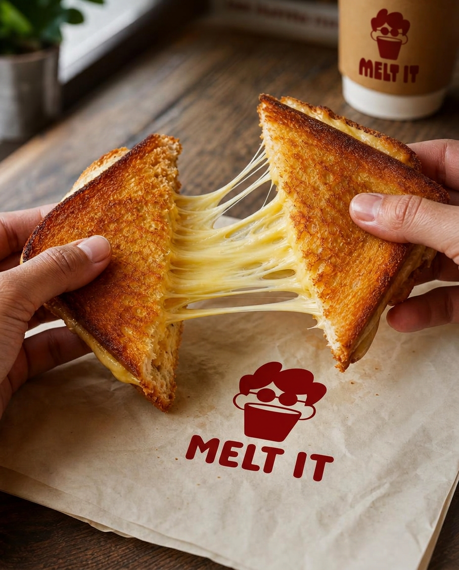 Melted cheese pull from a MELT IT toastie